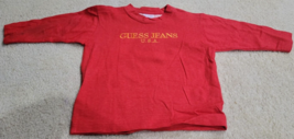 Rare 90s Vintage Baby GUESS JEANS USA Red Long Sleeve T Shirt Baby SZ Me... - $25.95