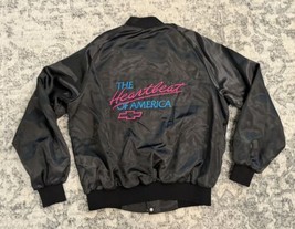 Chevrolet Heartbeat of America Vintage Satin Bomber Jacket Black Pink We... - $49.49