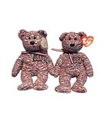 Set of 2 Ty Beanie Baby USA the Patriotic Bear 8 1/2&quot; - £11.71 GBP