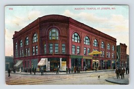 Masonic Temple Street View St Joseph Missouri MO 1911 DB Postcard Q4 - £5.93 GBP