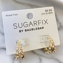 Sugarfix By Bauble Bar Faux Pearl And Gold Tone Double Hoop Earrings Free Ship - £6.85 GBP