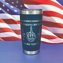 2nd Amendment Engraved Tumbler Cup Water Bottle Military Mug Coffee Thermos - £17.26 GBP