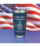 2nd Amendment Engraved Tumbler Cup Water Bottle Military Mug Coffee Thermos - £17.58 GBP