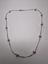 Sterling Silver Pearl Bead Necklace 16” - £28.57 GBP
