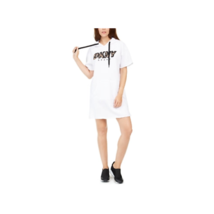 DKNY Womens Activewear Sport Printed logo Hoodie Dress Size Medium Color White - £62.51 GBP