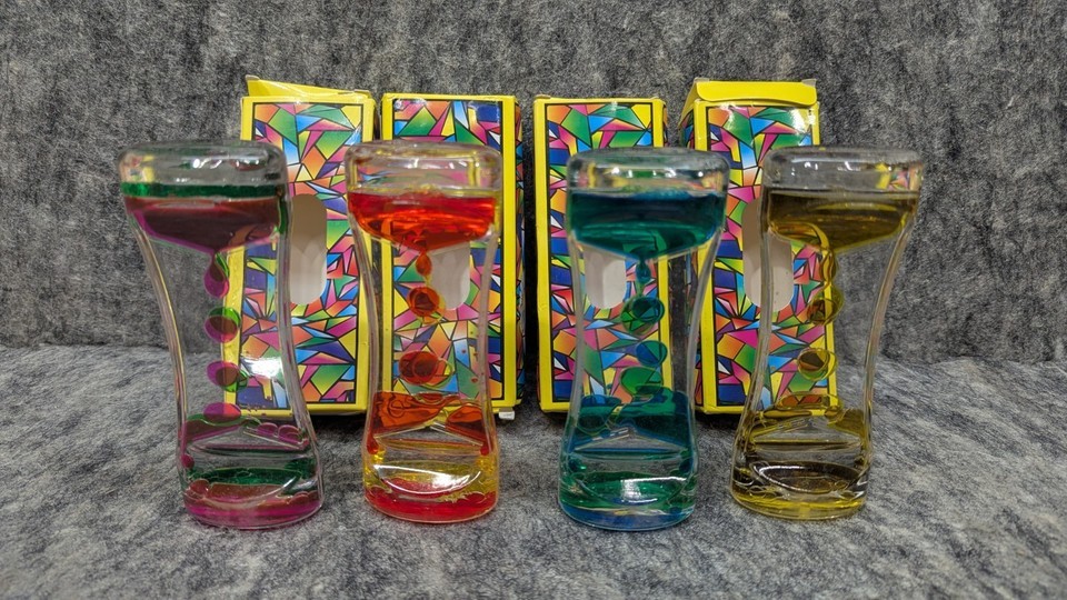 4 Pack Liquid Motion Bubbler Timer Colorful Oil Hourglass New - $11.99