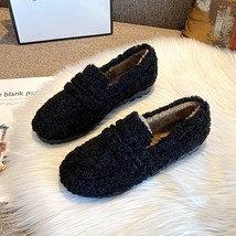 Plus Size 34-43 flats woman winter plush shoes women thicken soled shearling loa - £37.73 GBP