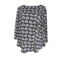 Women&#39;s Stitch Fix Pixley Ellie Elephant Print Roll Tab Sleeve Blouse Si... - $162.72 MXN