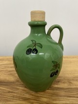 Italian Glazed Green Ceramic Olive Oil Jug w/Stopper by Giovanni Saldarelli - £17.40 GBP