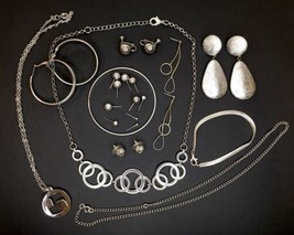 Vintage to Now Silver Tone Jewelry Lot (Loose Earrings Have NO Backs) - £12.76 GBP