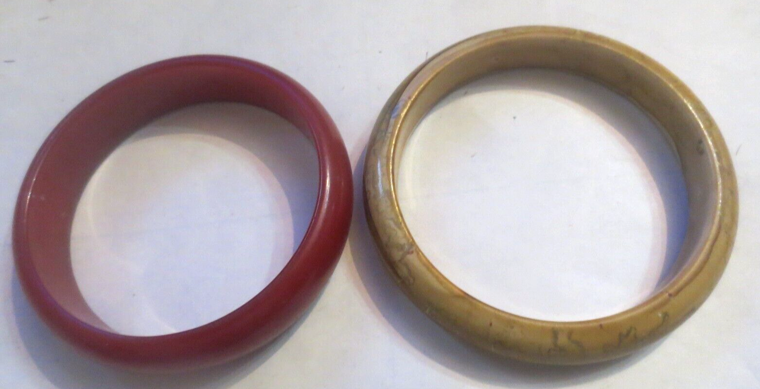 Primary image for 2 Vintage Bracelets Bakelite Plastic one Red & one multicolor butterscotch