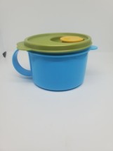 Tupperware 16oz. CrystalWave Plus Soup Mug w/Lid VTG color blue green ve... - $15.00
