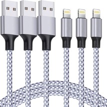 3 Pack 6FT Nylon Braided Charger Cable Compatible With iPhone 14/13/12/11 White - £7.78 GBP