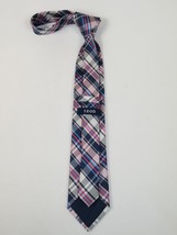 Men's IZOD Tie Classic Woven Silky Feel #Izod-1 Pink Blue English Plaid image 3