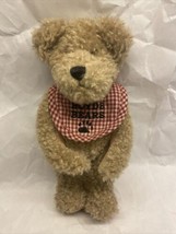  Boyd&#39;s Bear Bosley Teddy Red Gingham Checkered Bib Plush 9 Inch jointed... - £7.04 GBP