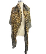 Vintage YSL Yves Saint Laurent Leopard Silk Scarf Shawl Wrap 52x52 Made ... - $270.79 CAD