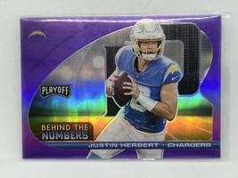 2021 Panini Playoff Justin Herbert Behind the Numbers Purple Prizm Chargers - £2.99 GBP