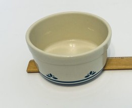 Roseville Friendship Pottery Bowl Blue Stripe and Flowers FP USA Stoneware - $23.21