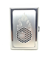 Fujima Silver Metal Eight Ball Design King Size Cigarette Case W/ Grinde... - $9.89