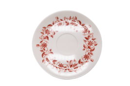Vtg Harmony House Melmac Styled by Bernadette Saucer Plate White w/ Red Flowers - £7.85 GBP