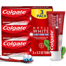 Optic White Advanced Whitening Toothpaste Sparkling White, 3.2 Oz, 3 Pack - £13.82 GBP
