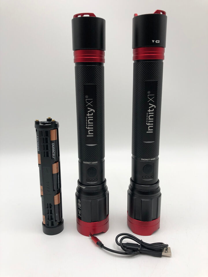 2 Infinity X1 Dual Power Twist Focus 5000 Lumens 3 Modes Rechargeable Fl... - £48.01 GBP