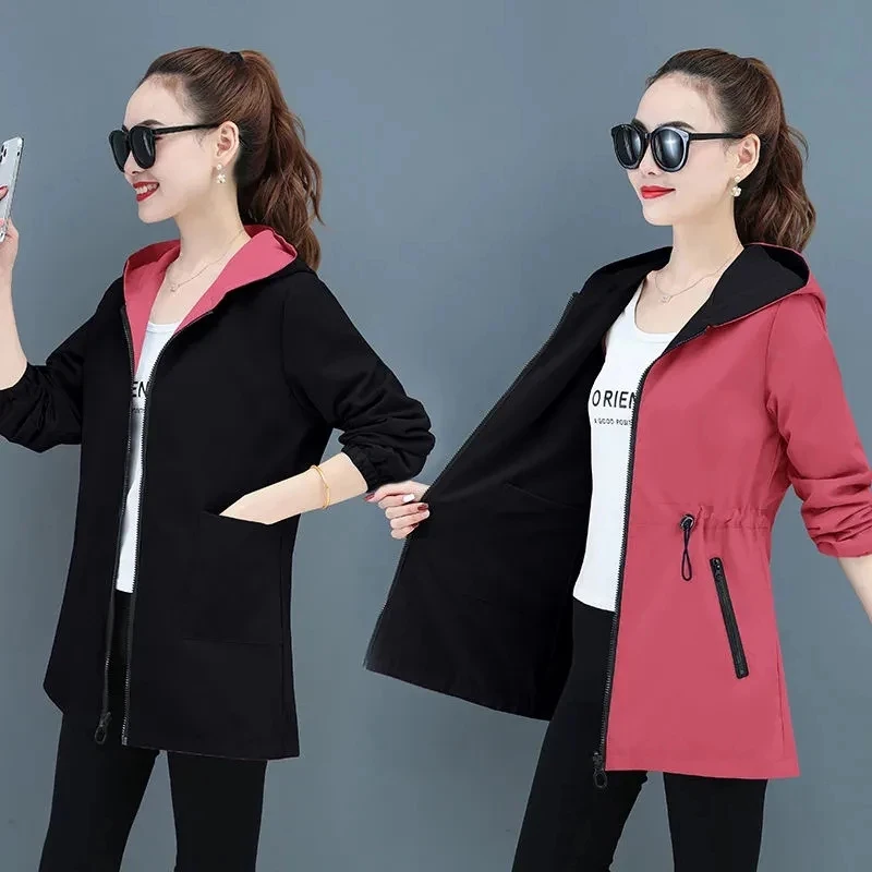 Spring  Jacket Women&#39;s Loose Coat  New Double-sided Wear Trench Coat Mid-length  - £137.88 GBP