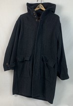 Vintage Eddie Bauer Jacket Heavy Wool Gray Hood Full Zip Trench Long Men’s Small - £110.12 GBP