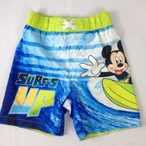 Disney Mickey Mouse Boys Toddler Swim Trunk Shorts Green Blue Size 2T - $8.99