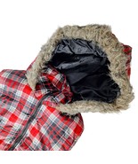 Max Rave Womens Puffer Vest Size Medium Black Red White Plaid Hooded Fau... - $48.88 CAD