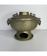 Vintage Thai Soup Terrain Etched Brass Tent Warmer Cooker Heater 2 Piece - $528.07 MXN