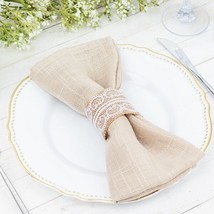 6 Natural White Rustic Jute Lace Fabric Napkin Rings Party Events Decora... - £9.82 GBP