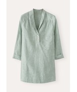 J.Jill Linen Woven Sage Tunic Relaxed Fit Blouse Summer V Neck Top Pocke... - $38.07