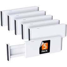 5 Pack Drawer Dividers Plastic 4&quot; High, 11-17&quot; Adjustable Drawer Organizers For  - £31.44 GBP