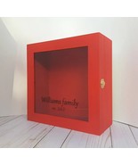 Deep shadow box RED color with Glass Door Pine Wood 12 x 12 x 5 memory box - $68.52
