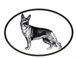 German Shepherd Decal Dog Breed Alsatian Oval Vinyl Black &amp; White Window Sticker - £3.19 GBP