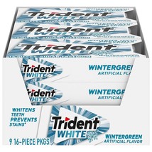 Trident White Wintergreen Sugar Free Gum, 9 Packs of 16 Pieces (144 Total - $17.26