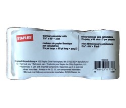 Staples Thermal Calculator Rolls  2 1/4” x 85’• 3 Rolls In One Pack - £6.88 GBP