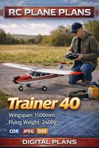 airplane plans, "RC Plane Trainer 40 Plans – 1500mm Wingspan, 2400g, pla... - $18.88