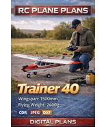airplane plans, "RC Plane Trainer 40 Plans – 1500mm Wingspan, 2400g, pla... - $18.88
