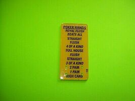 Maverick Pinball Machine Plastic Game Playfield Part Poker Hands Data Ea... - $8.05