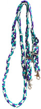 Challenger Western Nylon Braided Roping Knotted Barrel Reins Purple Teal... - $17.81