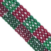 Red Green Jade Rice Faceted Beads, Sku#U2168 - £9.62 GBP+