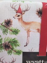 Wyatt Home Christmas Reindeer Santa Hat Cloth Tablecloth 60&quot; X 84 - £23.48 GBP