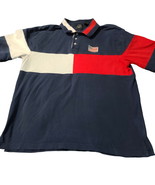 Cotton Traders Sport American Flag Polo Mens L Short Sleeve Red White Blue - £14.63 GBP