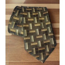 Croft &amp; Barrow Mens Tie Geometric Brown Neck Tie Rectangles - $10.47