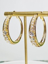 1.5” Hoops Gold Zirconia Bling Glam New Dangle - $18.61