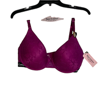 Juicy Couture Sexy T-Shirt Bra Size 40D Berry Glam Lace Cups Stretch Womens - £18.68 GBP