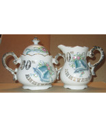 NORCREST 50TH ANNIVERSARY LIDDED RUFFLED SUGAR BOWL &amp; CREAMER SET - $277.61 MXN