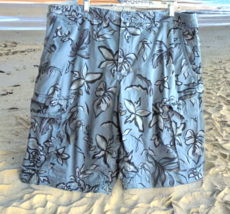 Faded Glory Mens size 42 Blue Hawaiian Tropical Print Cargo Shorts Cotton - £6.34 GBP
